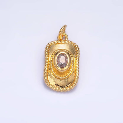 24K Gold Filled Multidimensional 3D Clear CZ Cowboy Hat Charm in Gold & Silver | W367: Gold