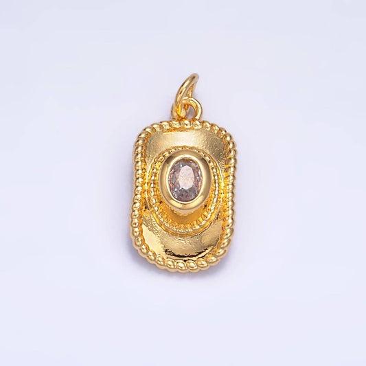 24K Gold Filled Multidimensional 3D Clear CZ Cowboy Hat Charm in Gold & Silver | W367: Gold