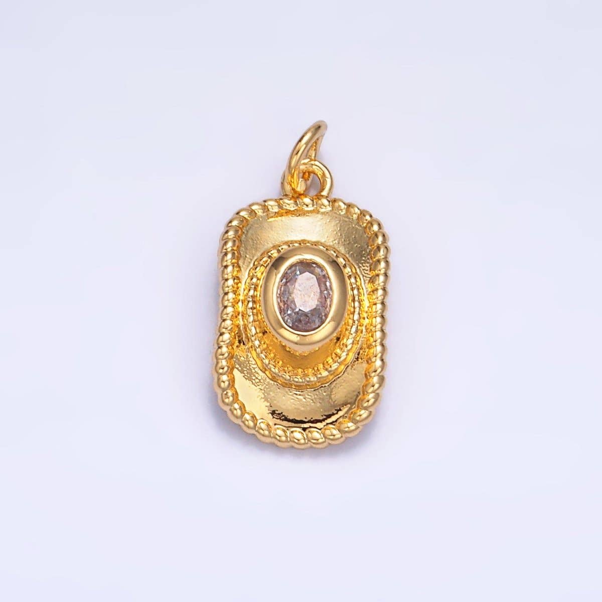 24K Gold Filled Multidimensional 3D Clear CZ Cowboy Hat Charm in Gold & Silver | W367: Silver