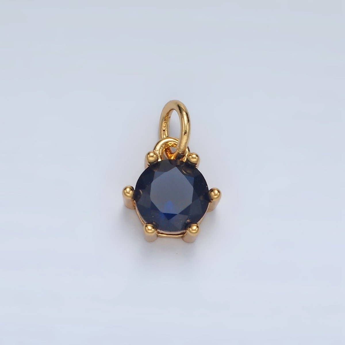 24K Gold Filled 8mm Round CZ Birthstone Personalized Charm | AG871 - AG876: July - Ruby