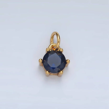24K Gold Filled 8mm Round CZ Birthstone Personalized Charm | AG871 - AG876: May - Emerald