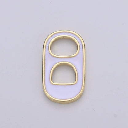 Black, Blue, Pink, Green, Yellow, Red Enamel Bottle Opener Gold Filled Charm - D-374- D-383: White