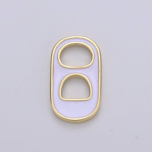 Black, Blue, Pink, Green, Yellow, Red Enamel Bottle Opener Gold Filled Charm - D-374- D-383: White