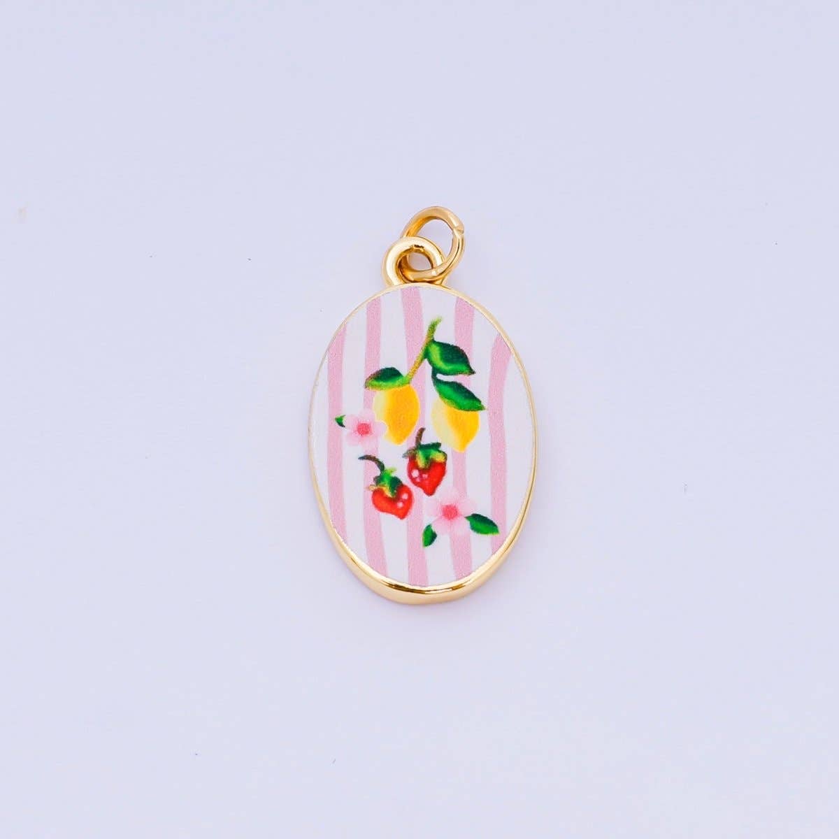 24K Gold Filled 23mm Enamel Art Oval Spring Holiday Charm in Flower, Butterfly, & Nature | AH-544 AH-545, AJ-513, AJ-514, AJ-520, AJ-528 - AJ530, AJ-532 - AJ-535, AJ-539 AJ-540, AJ-544 AJ-545, AJ-547: 18. Tomato