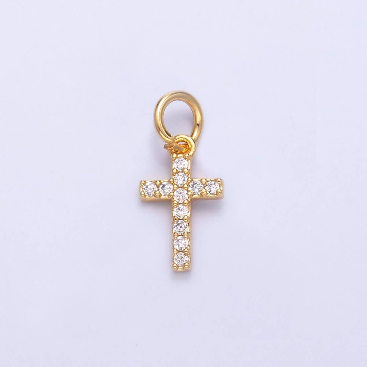 24K Gold Filled Micro Paved CZ Religious Cross Charm in Gold & Silver | N006: SILVER