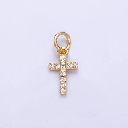 24K Gold Filled Micro Paved CZ Religious Cross Charm in Gold & Silver | N006: SILVER