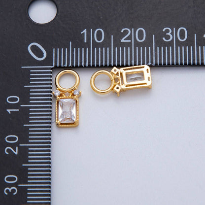 18K Gold Filled Clear CZ Baguette Bezel Add-On Drop Earring Charm | AF773