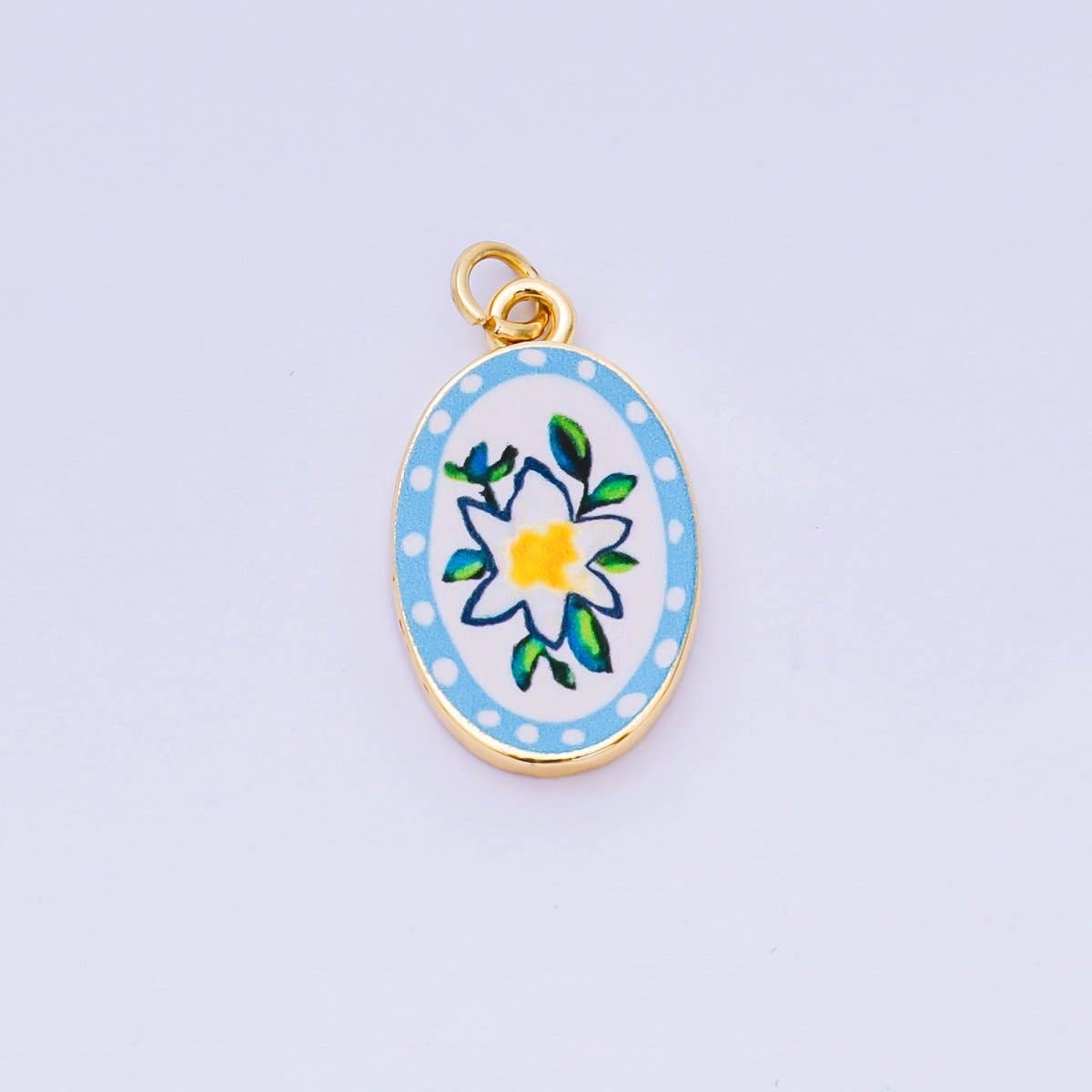24K Gold Filled 23mm Enamel Art Oval Spring Holiday Charm in Flower, Butterfly, & Nature | AH-544 AH-545, AJ-513, AJ-514, AJ-520, AJ-528 - AJ530, AJ-532 - AJ-535, AJ-539 AJ-540, AJ-544 AJ-545, AJ-547: 18. Tomato