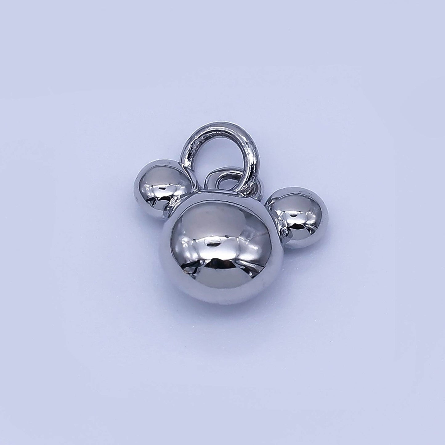 24K Gold Filled 7mm Chubby Mouse Ears Animal Charm in Gold & Silver | AF1583: SILVER
