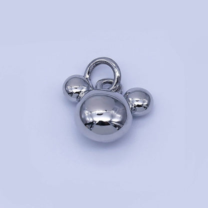 24K Gold Filled 7mm Chubby Mouse Ears Animal Charm in Gold & Silver | AF1583: SILVER