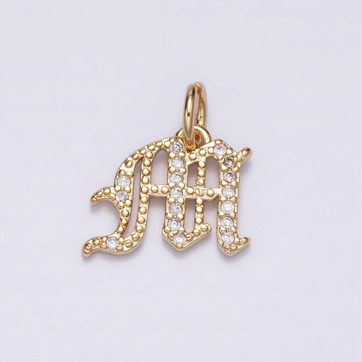 16K Gold Filled Initial Letter Old English Font Personalized Micro Paved Add-On Charm | A-572-A-584: ALL INITIAL