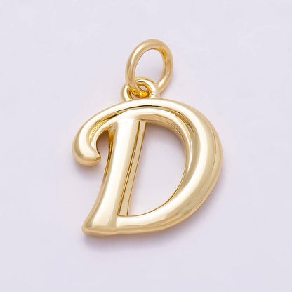 16K Gold Filled 14mm Minimalist Molten Alphabet Initial Letter Charm | Charms-00908 ~ Charms-00933: Letter A