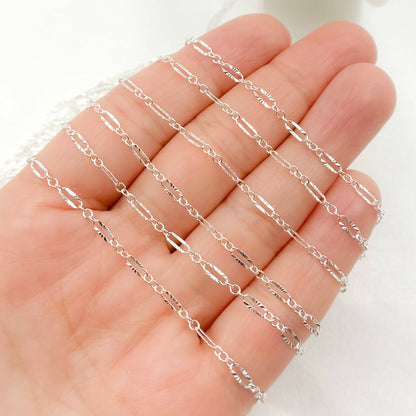 163SBSS. Sterling Silver Diamond Cut Marina Link Chain: Marina / 1 Ft. / 4.1mm-5mm