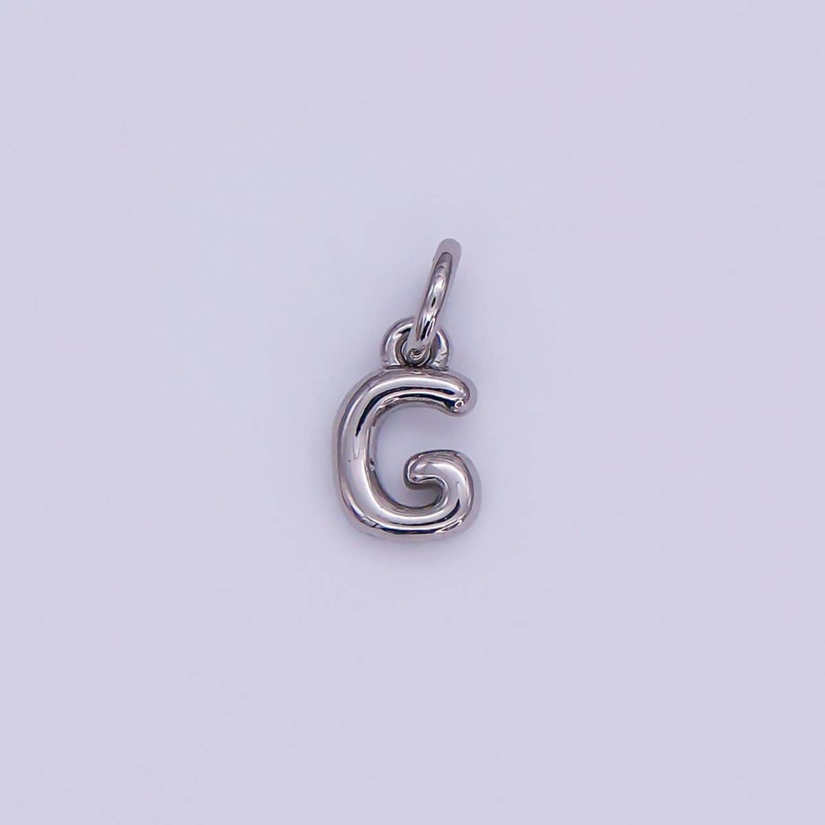 White Gold Filled 10mm Initial Letter Chubby Balloon Mini Charm | A029 - A041: Letters Set