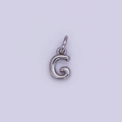 White Gold Filled 10mm Initial Letter Chubby Balloon Mini Charm | A029 - A041: Letters Set