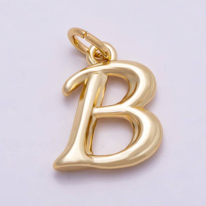 16K Gold Filled 14mm Minimalist Molten Alphabet Initial Letter Charm | Charms-00908 ~ Charms-00933: Letter A