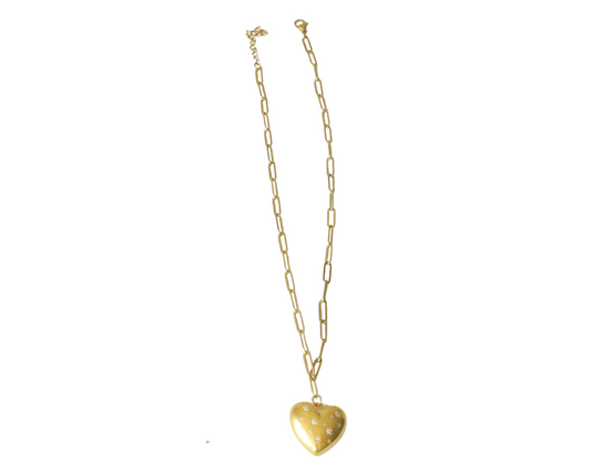 Gold Heart with Stars Necklace