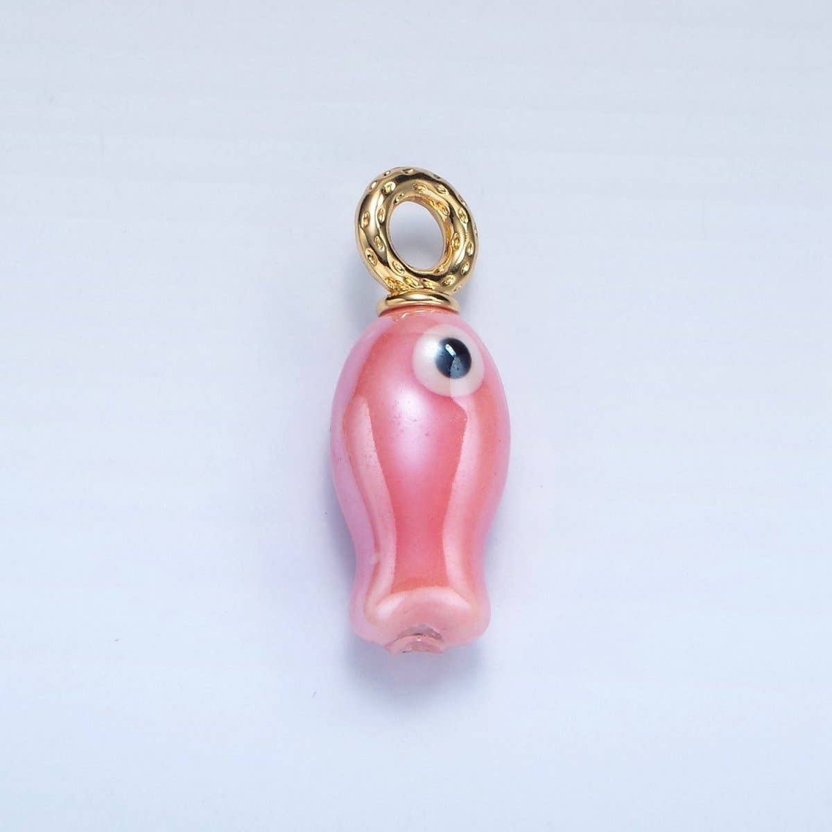 24K Gold Filled 30mm Enamel Fish Sea Animal Ceramic Drop Charm | X794 - X801: White