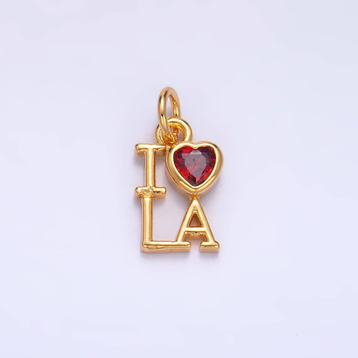 24K Gold Filled "I LOVE LA, NY" (Los Angeles, New York) City Script CZ Charm | W322 W323: New York
