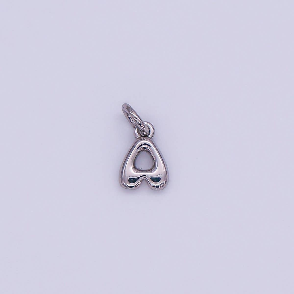 White Gold Filled 10mm Initial Letter Chubby Balloon Mini Charm | A029 - A041: Letters Set