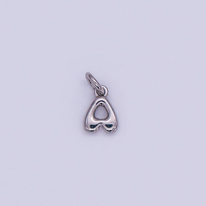 White Gold Filled 10mm Initial Letter Chubby Balloon Mini Charm | A029 - A041: Letters Set