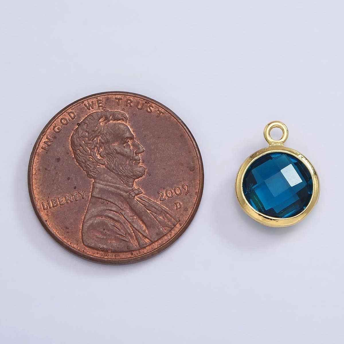 9mm Round BIRTHSTONE Cubic Zirconia Circle Gold Charm Add on Component For Jewelry Making | N-1209 N-1210: Pink