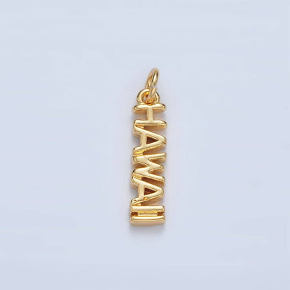 16K Gold Filled USA City States Script Tag Charm in Gold & Silver | D814 - D823: Gold / California
