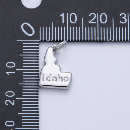 18K Gold Filled United States of America State Map Charm in Gold & Silver | AK064 - AK113: SILVER / 49. Texas