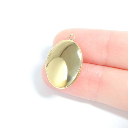 Small - 18K Gold PVD Stainless Steel Oval Locket: Stainless
