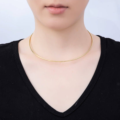16K Gold Filled 2mm Minimalist Floating Collar Torque Necklace in Gold & Silver | WA-04442 WA-04443: GOLD