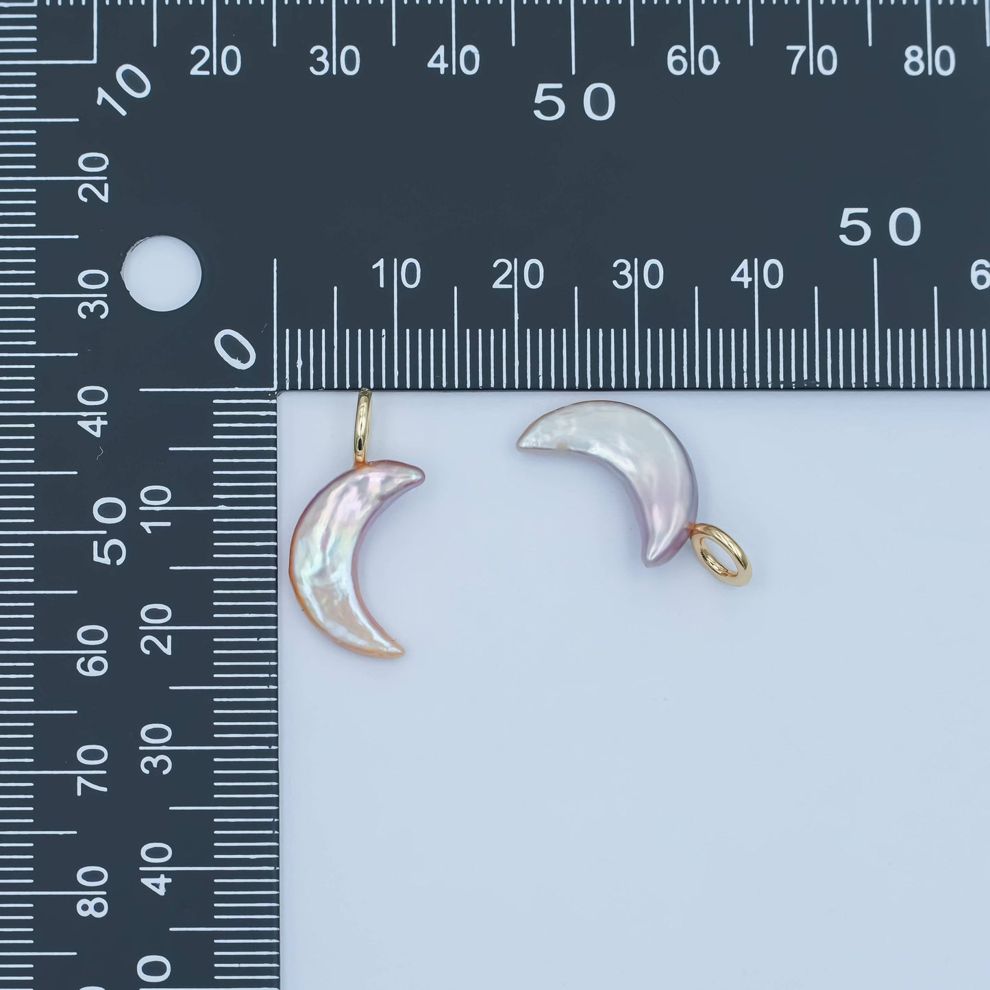 24K Gold Filled 23mm Freshwater Pearl Crescent Moon Celestial Pendant | P1660.