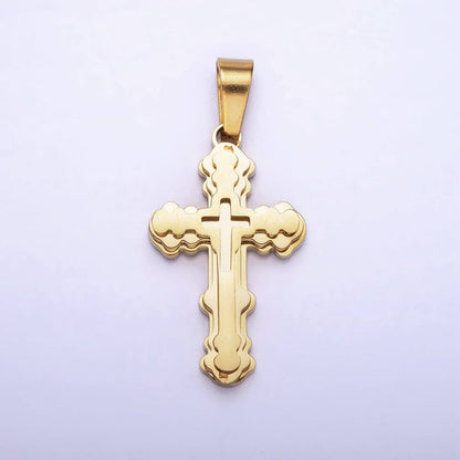 Stainless Steel Layered Religious Bubble Cross Pendant in Gold & Silver | P-1080: Silver