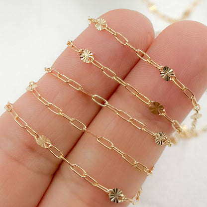 Permanent Jewelry 14K Gold-Filled Smooth Paperclip and Diamond Cut Marina Link Chain: 2.1mm-3mm / 7in / Paperclip