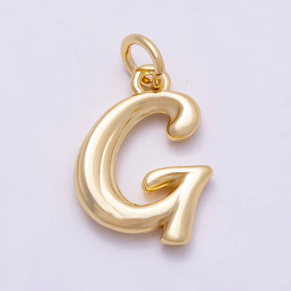 16K Gold Filled 14mm Minimalist Molten Alphabet Initial Letter Charm | Charms-00908 ~ Charms-00933: Letter A