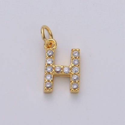 14k Gold Filled Tiny CZ Initial, Letter Alphabet Micro Pave charms Dainty Gold Cubic Pendant Charm for Necklace Bracelet Earring Add on A-099 to A-111: By Set