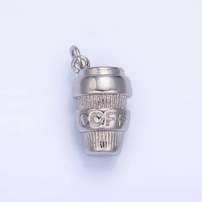 24K Gold Filled Mini 3D Multidimensional Coffee Tumbler Drink Charm in Gold & Silver | W670: Silver