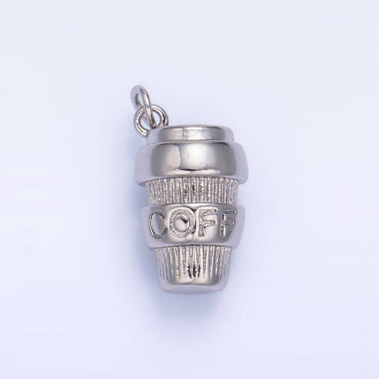 24K Gold Filled Mini 3D Multidimensional Coffee Tumbler Drink Charm in Gold & Silver | W670: Silver