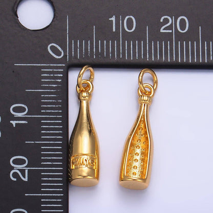 24K Gold Filled "Wine" Bottle Alcoholic Drink Mini Charm | X863