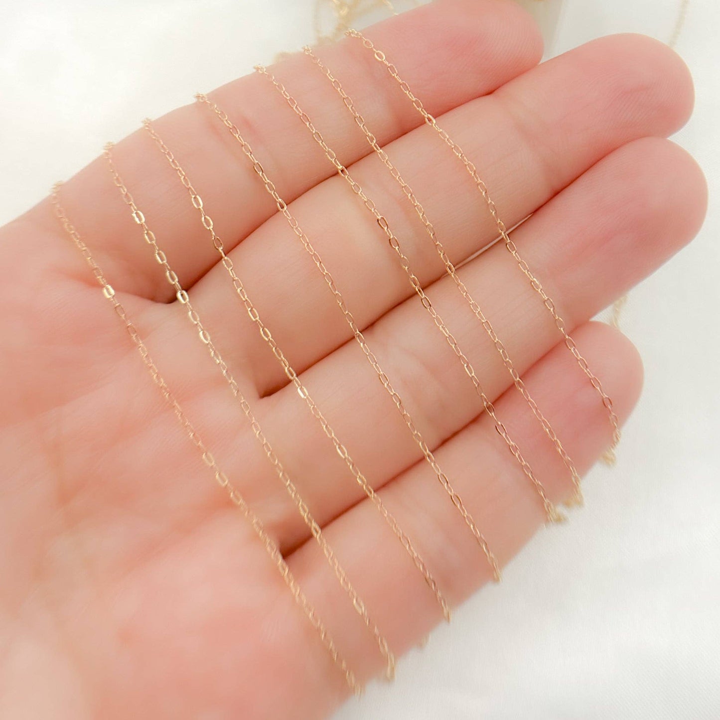 Permanent  Jewelry 14K Gold Filled Cable Chain: 1.1mm-2mm 7in