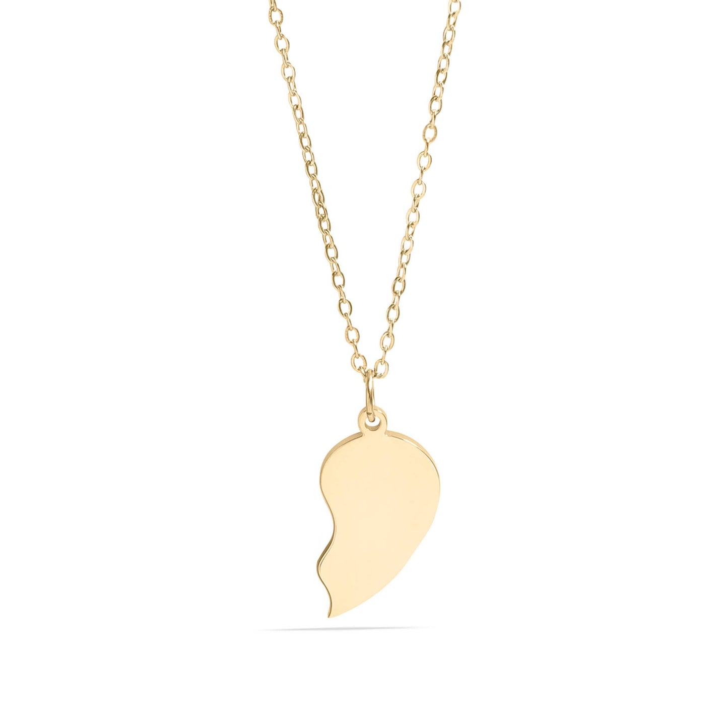 Engravable Break Apart Heart Necklace Set: Stainless