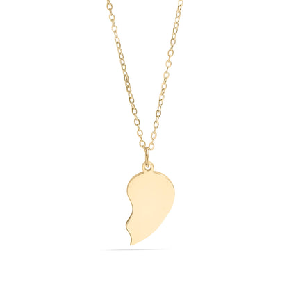 Engravable Break Apart Heart Necklace Set: Stainless