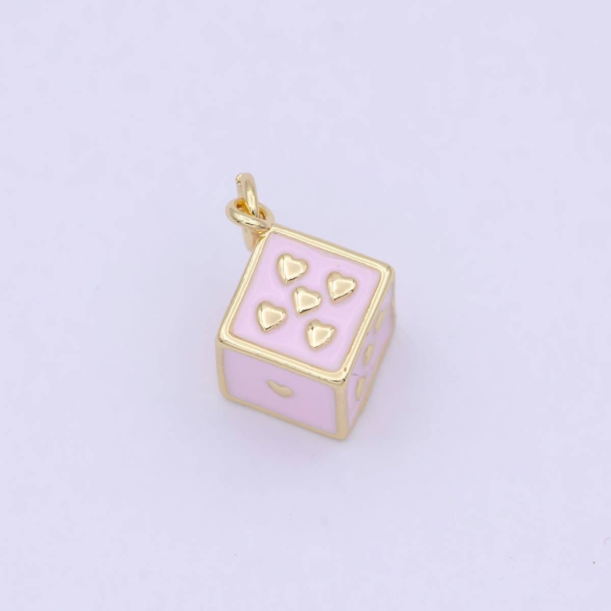 Mini Pink Gold Dice Charm For Gambling Las Vegas Jewelry Inspired for girl women W-166