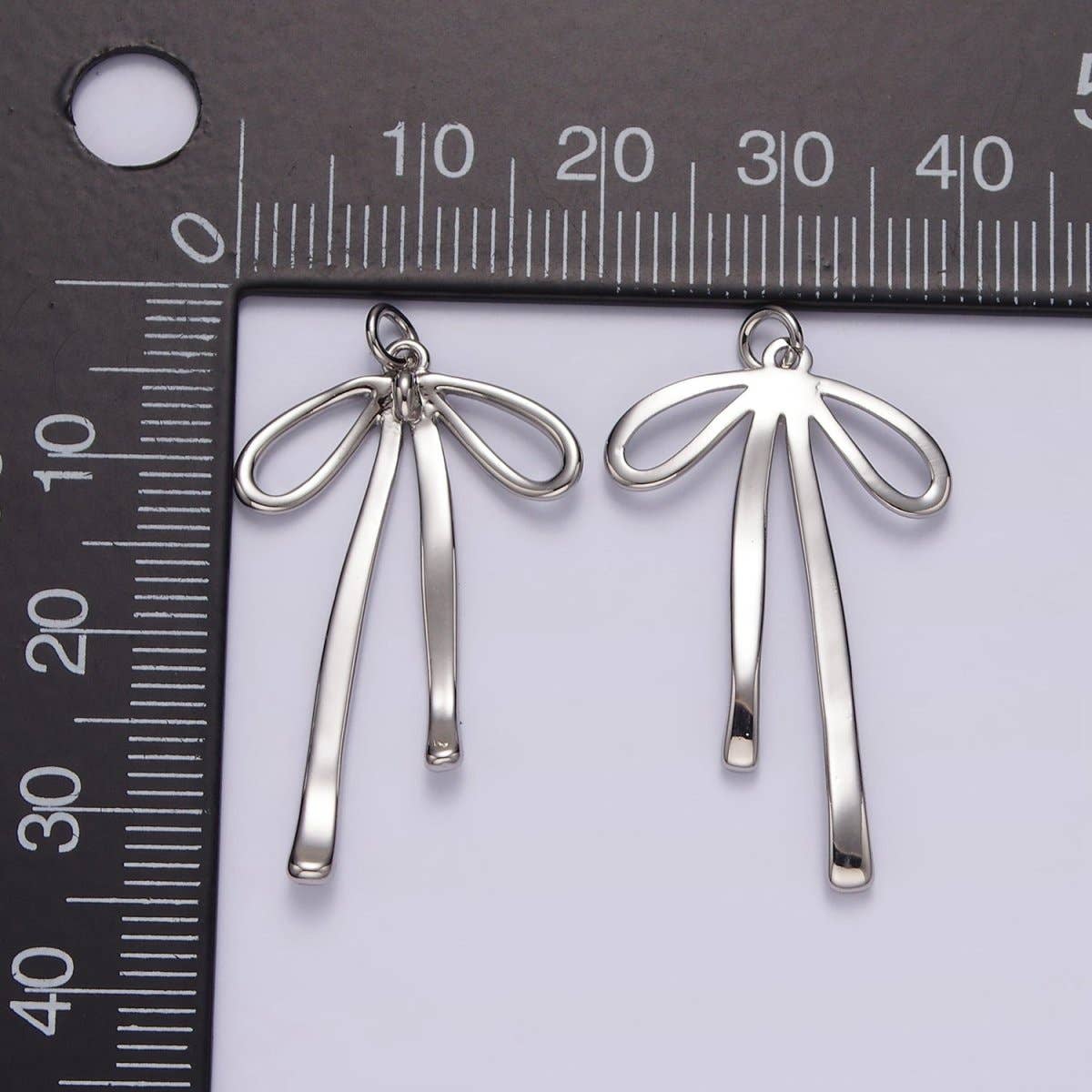 14K Gold Filled 30mm Ribbon Bow Minimalist Charm in Gold & Silver | AG494: Silver