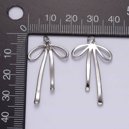 14K Gold Filled 30mm Ribbon Bow Minimalist Charm in Gold & Silver | AG494: Silver