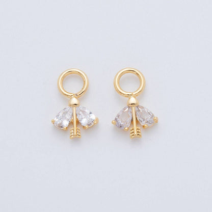 18K Gold Filled CZ Bee Insect Add-On Drop Earring Charm | AF749