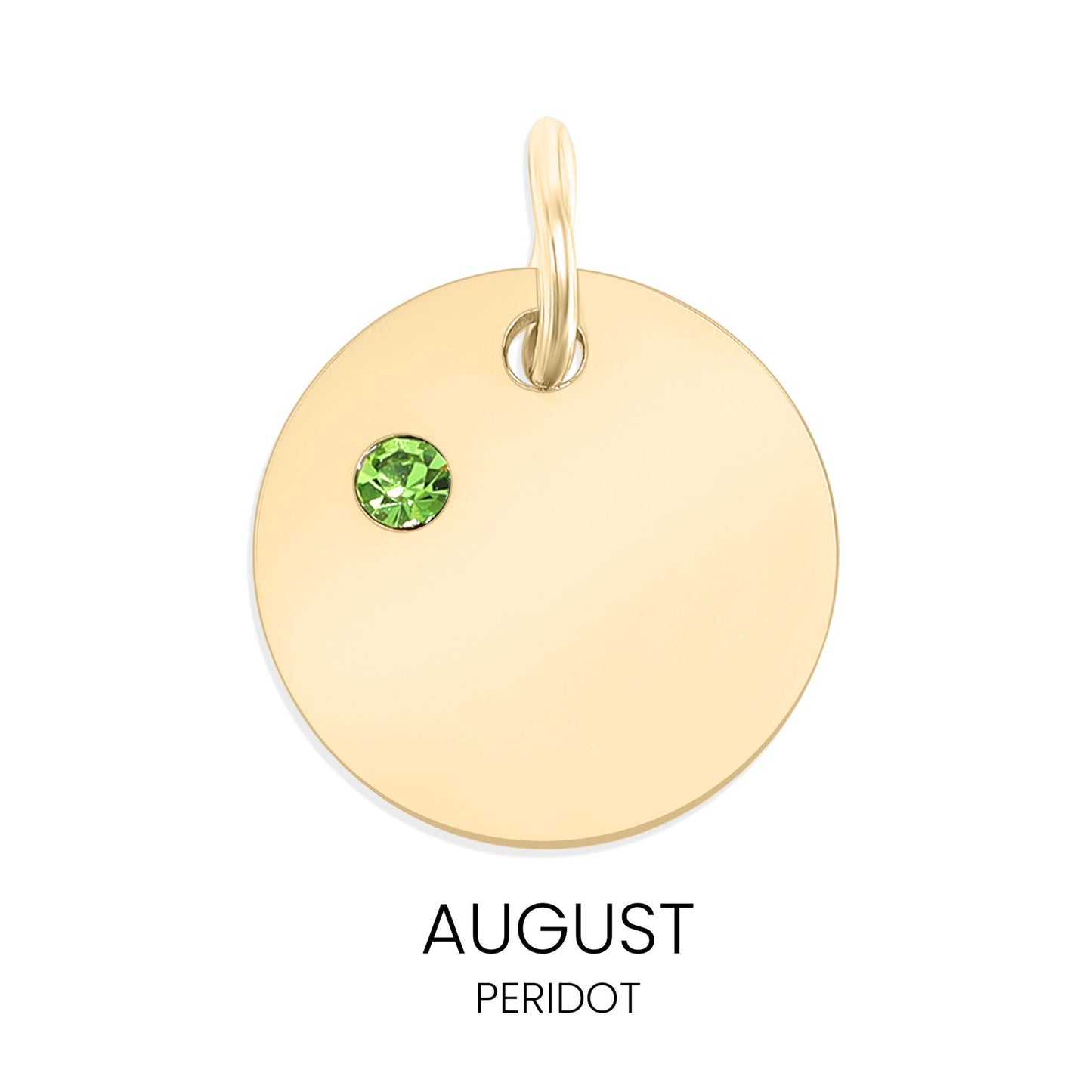 18K Gold PVD Blank Engravable Circle Birthstone Charm: January/Garnet