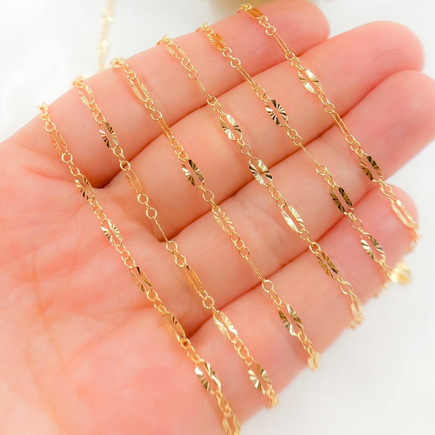Permanent  Jewelry 14K Gold Filled Diamond Cut Marina Link Chain: 5.1mm-6mm 7in