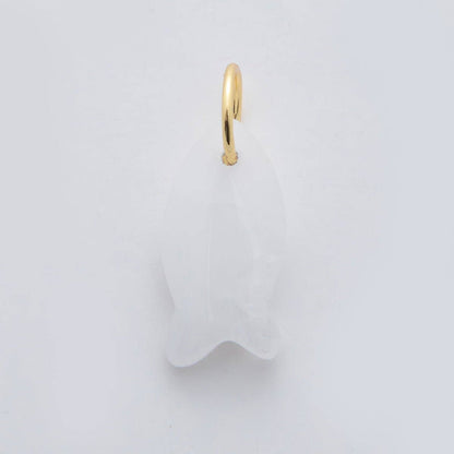 18K Gold Filled 23.7mm Natural Gemstone Fish Charm | C317 - C435: White Opal