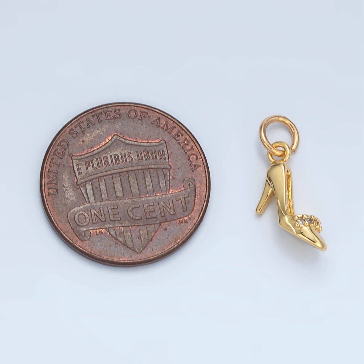 24K Gold Filled Micro Paved CZ Stiletto Heels Charm in Gold & Silver | X934: Silver
