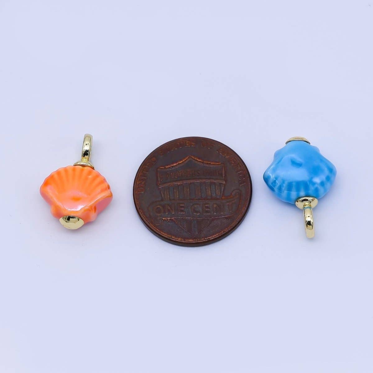 24K Gold Filled 12mm Handmade Ceramic Clam Seashell Charm | AF1577 - 1582: Pink